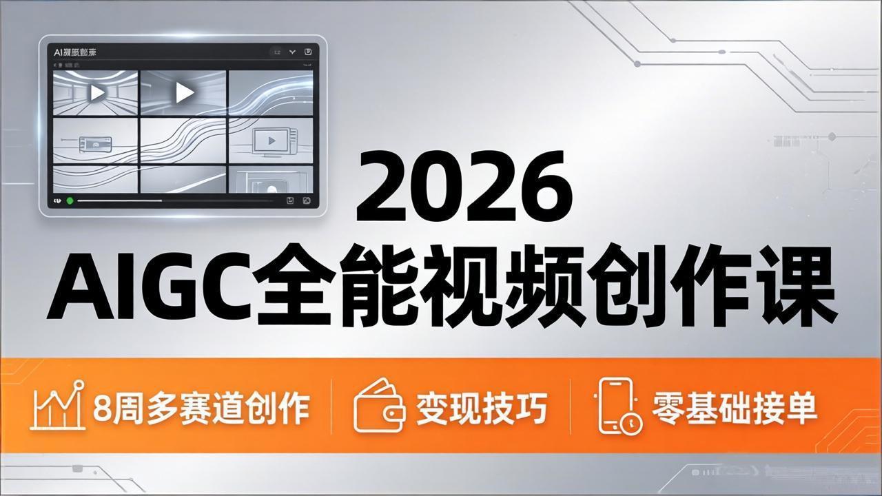 2026AIGC全能视频创作课，8周吃透多赛道创作+变现，零基础也能高效出片接单-资源站