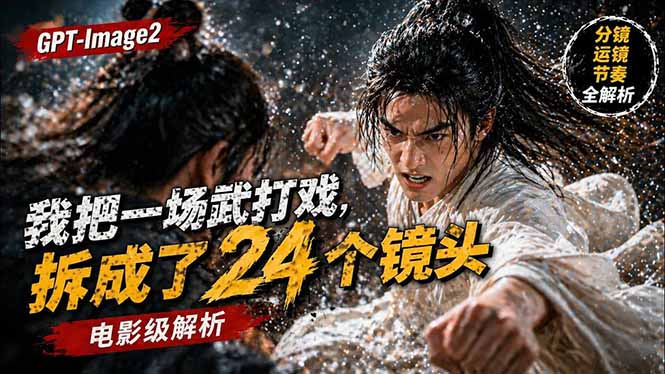 用GPT-Image2，把一段武打对决拆成24个连续镜头，从人物建立、动作衔接、运镜节奏，到情绪爆发-资源站