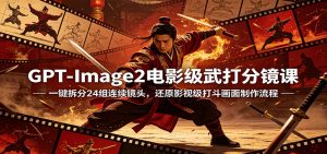 GPT-Image2电影级武打分镜课：一键拆分24组连续镜头，还原影视级打斗画面制作流程-资源站