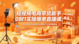 短视频电商带货新手0到1实操爆单直播课，手把手教你短视频带货爆技巧出单搞佣金-资源站