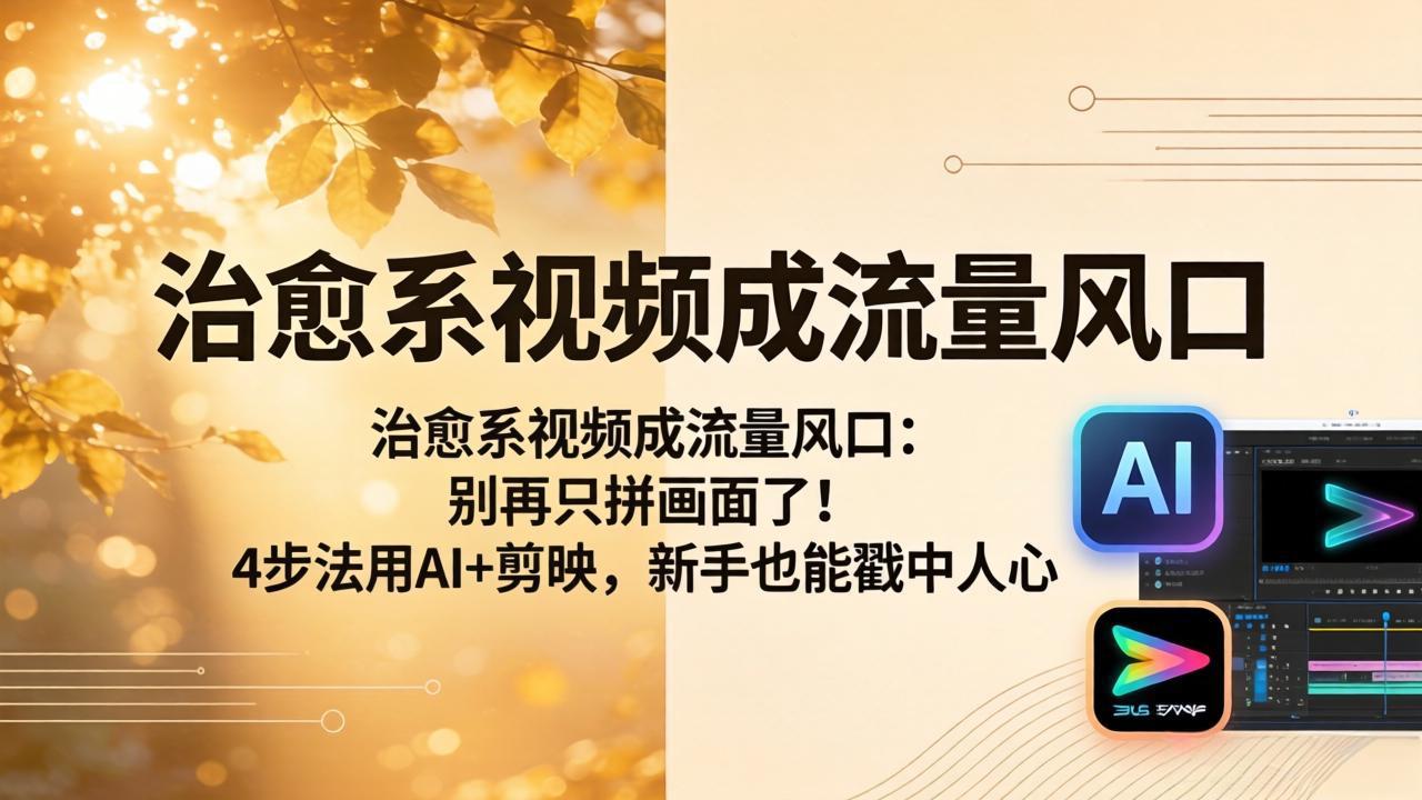 治愈系视频成流量风口：别再只拼画面了！4步法用AI+剪映，新手也能戳中人心-资源站