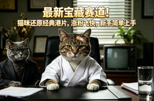 最新宝藏赛道！猫咪还原经典港片，涨粉飞快，新手简单上手-资源站