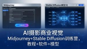 AI摄影商业视觉Midjourney+Stable Diffusion训练营，教程+软件+模型-资源站