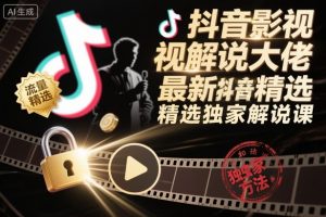抖音影视解说大佬最新抖音进精选和独家方法，精选独家解说课(更新26年3月)-资源站