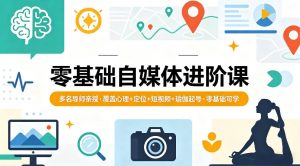 零基础自媒体进阶课，多名导师亲授，覆盖心理+定位+短视频+瑜伽起号，零基础可学-资源站