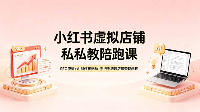 小红书虚拟店铺私教陪跑课，SEO流量+AI创作双驱动，手把手跑通店铺变现闭环-资源站