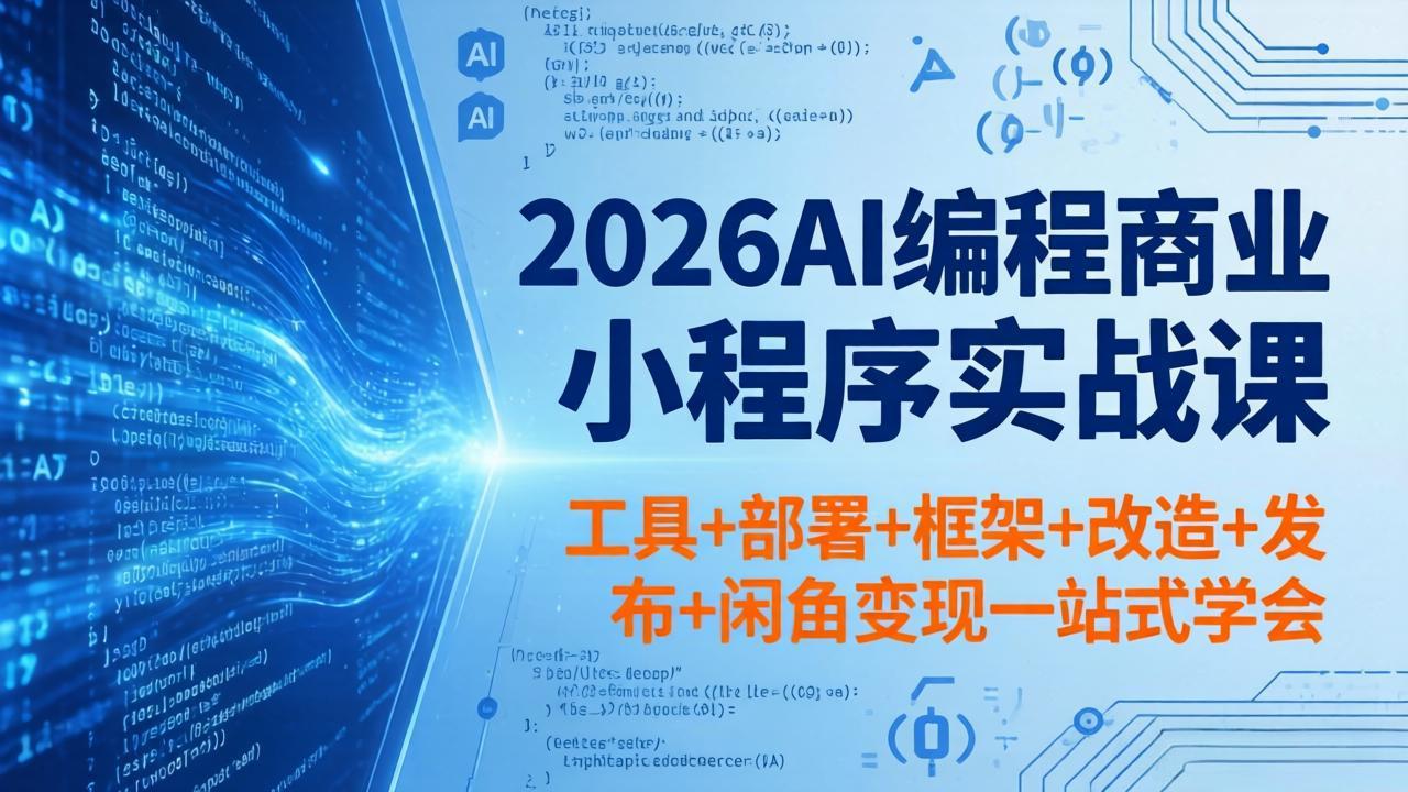 2026AI编程商业小程序实战课，工具+部署+框架+改造+发布+闲鱼变现一站式学会-资源站