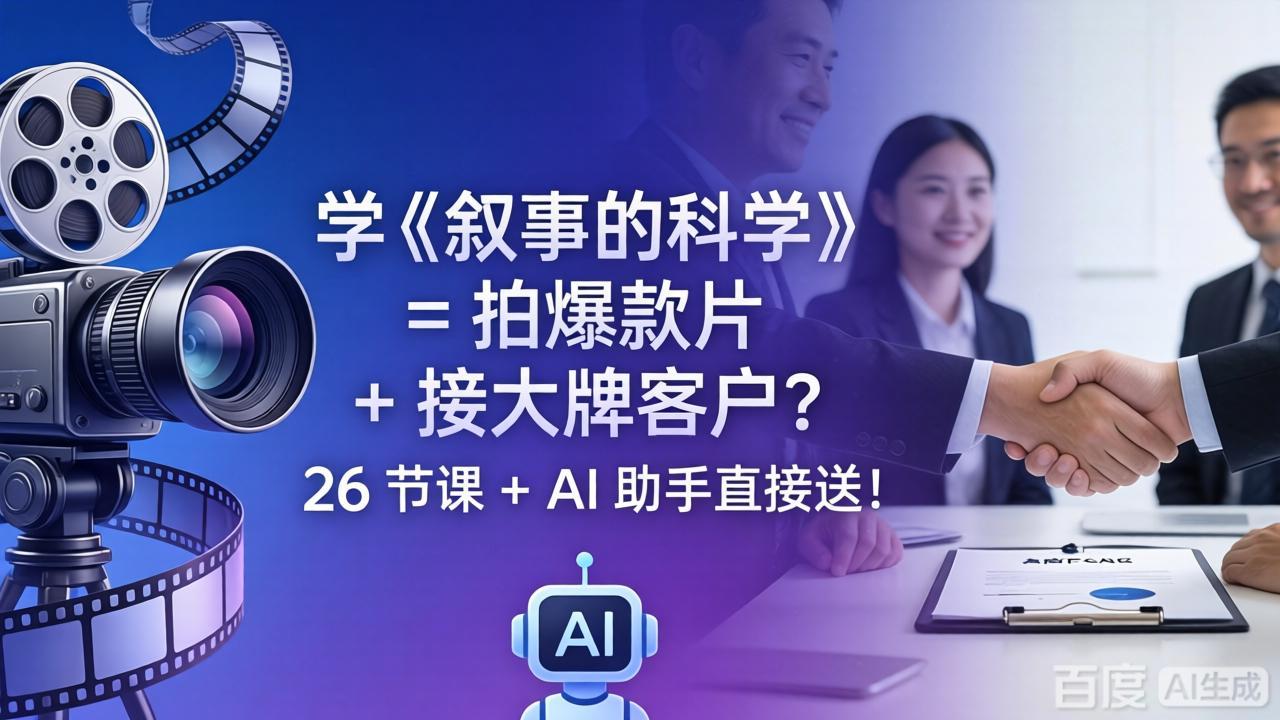 学《叙事的科学》= 拍爆款片 + 接大牌客户？26 节课 + AI 助手直接送！-资源站