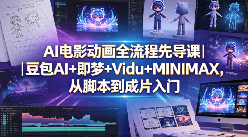 AI电影动画全流程先导课｜豆包AI+即梦+Vidu+MINIMAX，从脚本到成片入门-资源站