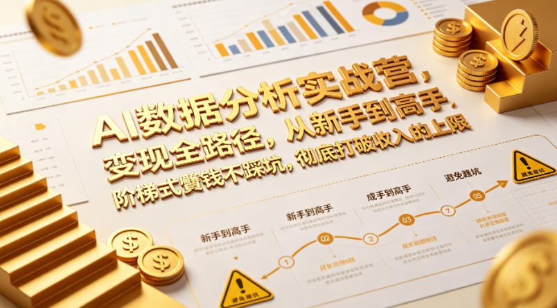 AI数据分析实战营，变现全路径，从新手到高手，阶梯式賺钱不踩坑，彻底打破收入的上限-资源站