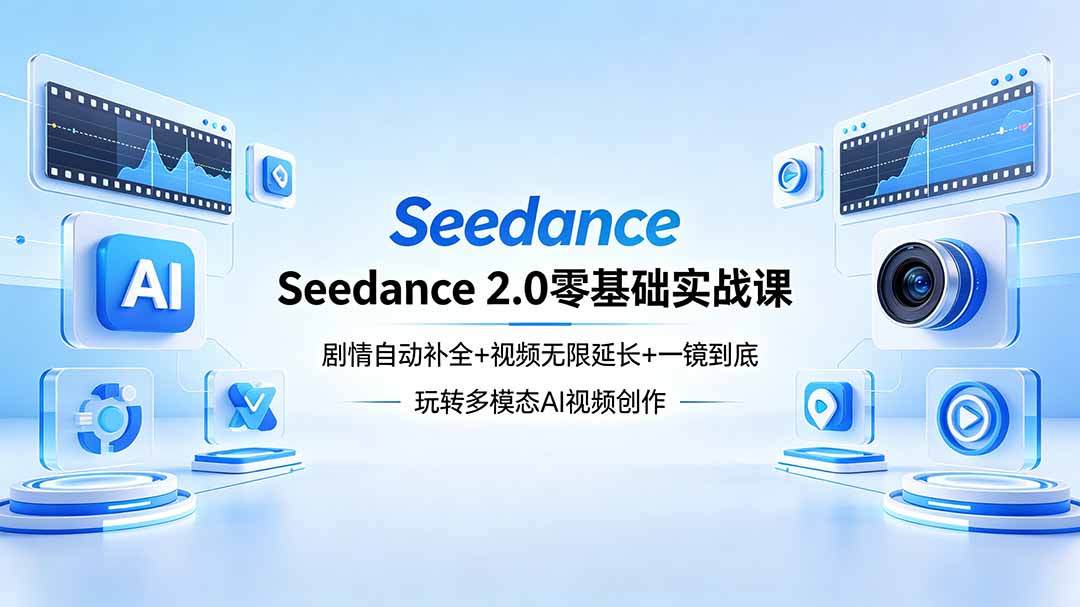 Seedance 2.0零基础实战课：剧情自动补全+视频无限延长+一镜到底：玩转多模态AI视频创作-资源站