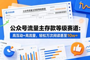 公众号流量主之存款等级赛道，高互动+高流量，轻松达到万次阅读，甚至10w+-资源站
