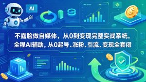 不露脸做自媒体，从0到变现完整实战系统，全程AI辅助，从0起号、涨粉、引流、变现全套闭环-资源站
