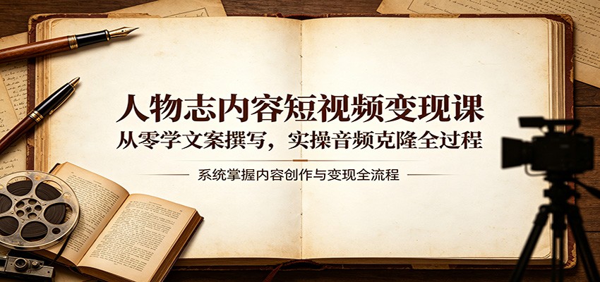 人物志内容短视频变现课：从零学文案撰写，实操音频克隆全过程-资源站