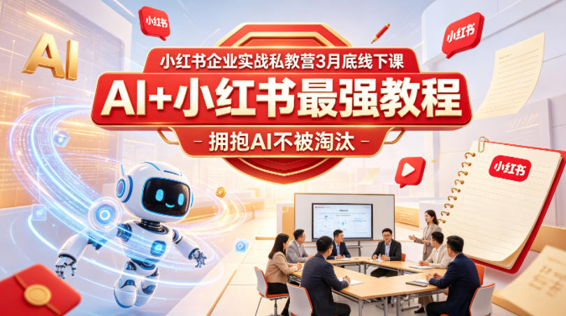 小红书企业实战私教营3月底线下课，AI+小红书最强教程，拥抱AI不被淘汰-资源站