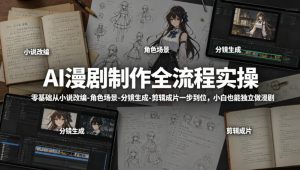 AI漫剧制作全流程实操，零基础从小说改编-角色场景-分镜生成-剪辑成片一步到位，小白也能独立做漫剧-资源站
