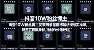 抖音10W粉丝博主同款星座性格解析视频实操课，新手可直接复制，撸创作伙伴计划，分成计划等-资源站