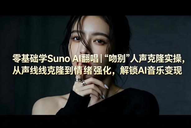零基础学Suno AI翻唱｜《吻别》人声克隆实操，从声线克隆到情绪强化，解锁AI音乐变现-资源站