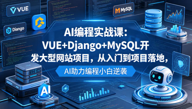 AI编程实战课：VUE+Django+MySQL开发大型网站项目，从入门到项目落地，AI助力编程小白逆袭-资源站