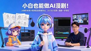 小白也能做AI漫剧！从角色场景分镜到配音剪辑导出，2D/3D/仿真人漫剧一步到位-资源站