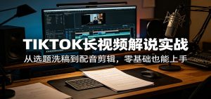 TIKTOK长视频解说实战：从选题洗稿到配音剪辑，零基础也能上手-资源站