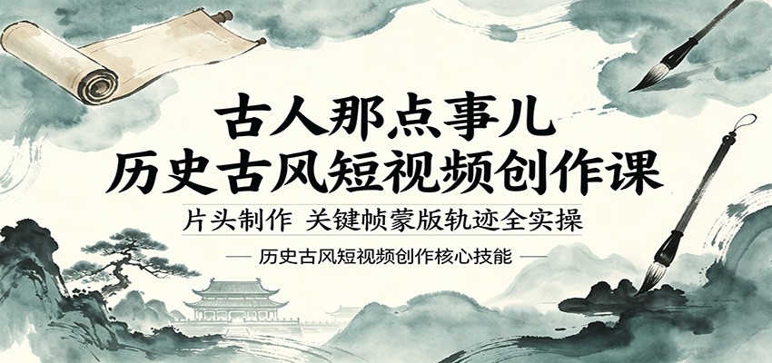 古人那点事儿历史古风短视频创作课，片头制作，关键帧蒙版轨迹全实操-资源站