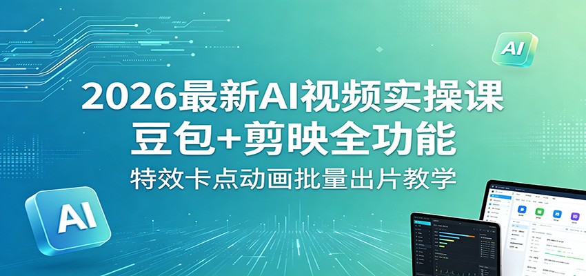 2026最新AI视频实操课:豆包+剪映全功能,特效卡点动画批量出片教学-资源站