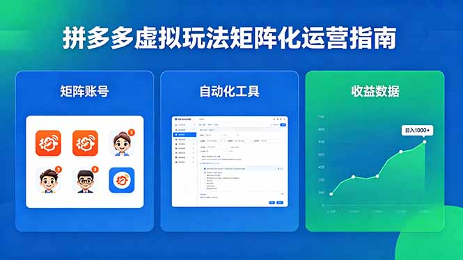 闭眼可复制的拼多多虚拟玩法，矩阵化运营，长期稳定日入 1000+-资源站