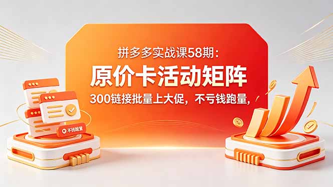 拼多多实战课58期：原价卡活动矩阵，300链接批量上大促，不亏钱跑量-资源站