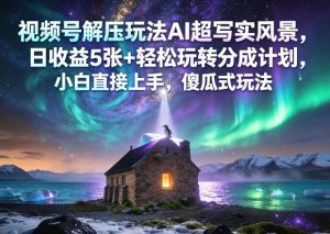 视频号解压玩法AI超写实风景，日收益5张+轻松玩转分成计划，小白直接上手，傻瓜式玩法-资源站