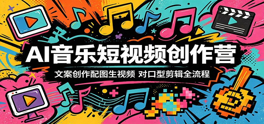 AI音乐短视频创作营：文案创作配图生视频，对口型剪辑全流程-资源站