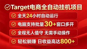Target电商全自动挂机项目全天自动运行电脑可批量30+窗口运行日收益入800+-资源站