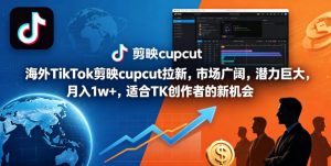 海外TikTok剪映cupcut拉新，市场广阔，潜力巨大，月入1w+，适合TK创作者的新机会-资源站