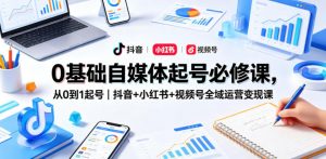 0基础自媒体起号必修课，从0到1起号｜抖音+小红书+视频号全域运营变现课-资源站