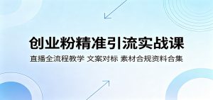 创业粉精准引流实战课：直播全流程教学，文案对标，素材合规资料合集-资源站
