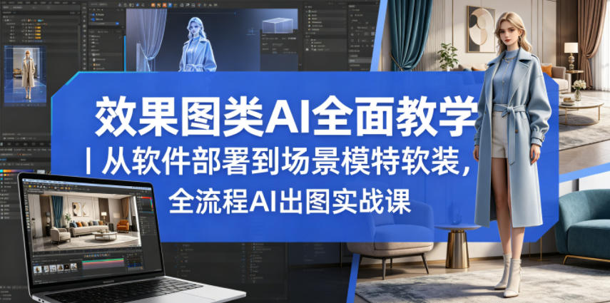 效果图类AI全面教学｜从软件部署到场景模特软装，全流程AI出图实战课-资源站