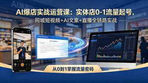 AI爆店实战运营课：实体店0-1流量起号，同城短视频+AI文案+直播全链路实战-资源站