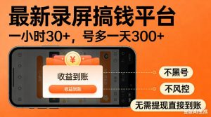 最新录屏搞钱平台!无需复杂操作,简单录屏就能賺米,一小时稳入30+,多号操作一天轻松突破300+【揭秘】-资源站