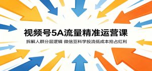 视频号5A流量精准运营课:拆解人群分层逻辑,微信豆科学投流低成本抢占红利-资源站
