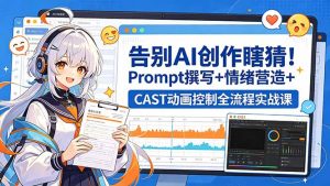 告别AI创作瞎猜!Prompt撰写+情绪营造+CAST动画控制全流程实战课-资源站