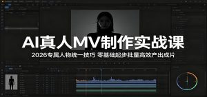 AI真人MV制作实战课:2026专属人物统一技巧,零基础起步批量高效产出成片-资源站