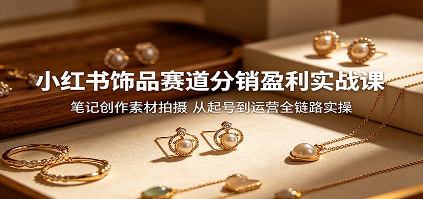 小红书饰品赛道分销盈利实战课:笔记创作素材拍摄,从起号到运营全链路实操-资源站