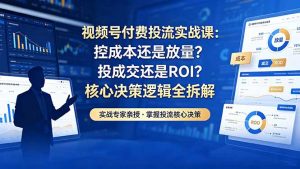 视频号付费投流实战课-5月：控成本还是放量？投成交还是ROI？核心决策逻辑全拆解-资源站