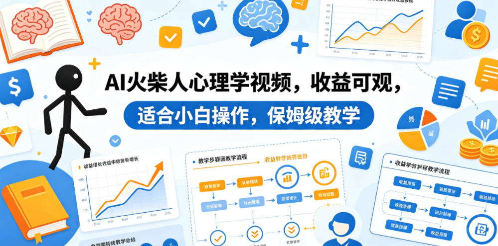 AI火柴人心理学视频，收益可观，适合小白操作，保姆级教学-资源站
