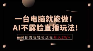一台电脑就能做！AI不露脸直播玩法，照抄流程轻松达标月入2W+-资源站