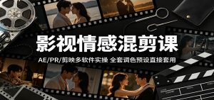 影视情感混剪课:AE/PR/剪映多软件实操,全套调色预设直接套用-资源站