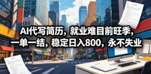 AI代写简历，就业难目前旺季，一单一结，稳定日入800，永不失业-资源站