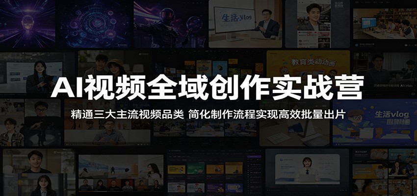 AI视频全域创作实战营:精通三大主流视频品类,简化制作流程实现高效批量出片-资源站