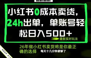小红书0成本AI卖货,24小时出单,全流程托管,保底日入500+,每天十几分钟就够了【揭秘】-资源站