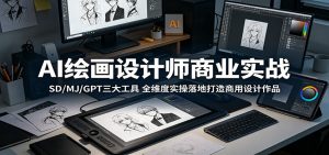 AI绘画设计师商业实战:SD/MJ/GPT三大工具,全维度实操落地打造商用设计作品-资源站